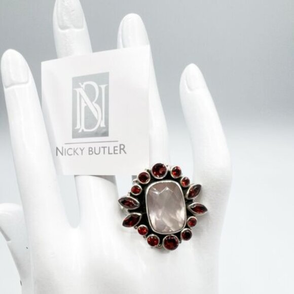 🌟NICKY BUTLER One of a Kind 925 Silver Rose Quartz Garnet Size 9 Ring NE… - Picture 4 of 15